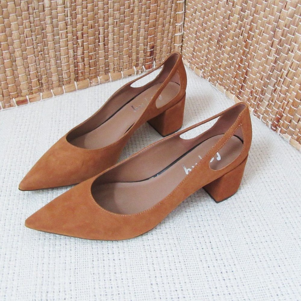 Women's sz 8 M FS/NY French Sole Courtney brown suede pointy toe heels shoes